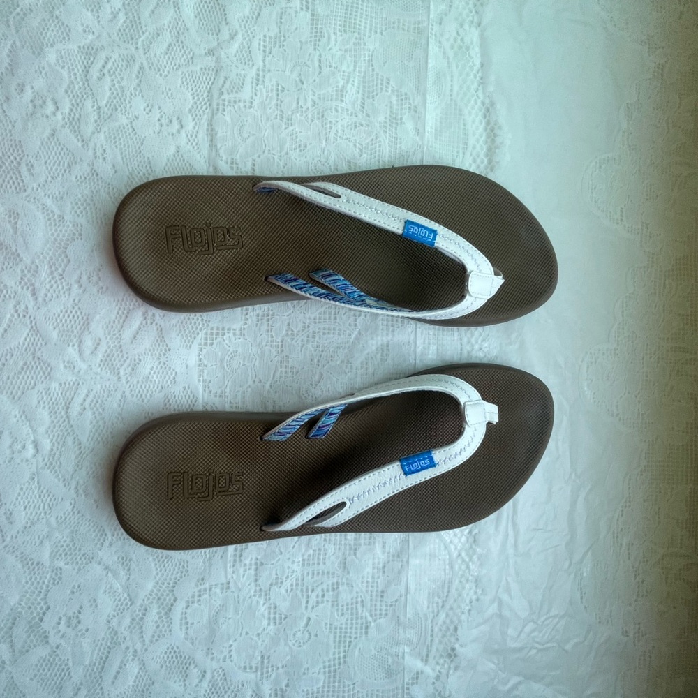 Flojos White and Brown Sandals